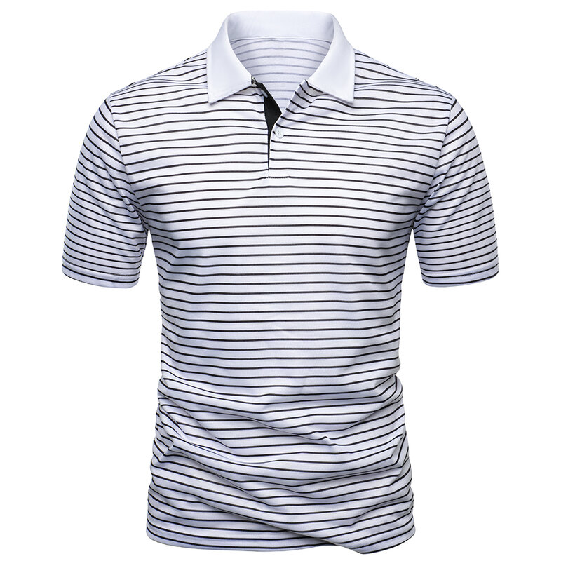 Polo de manga corta para hombre, camisa de línea rayada, Simple, a la moda, estilo informal de negocios, Top de tenis