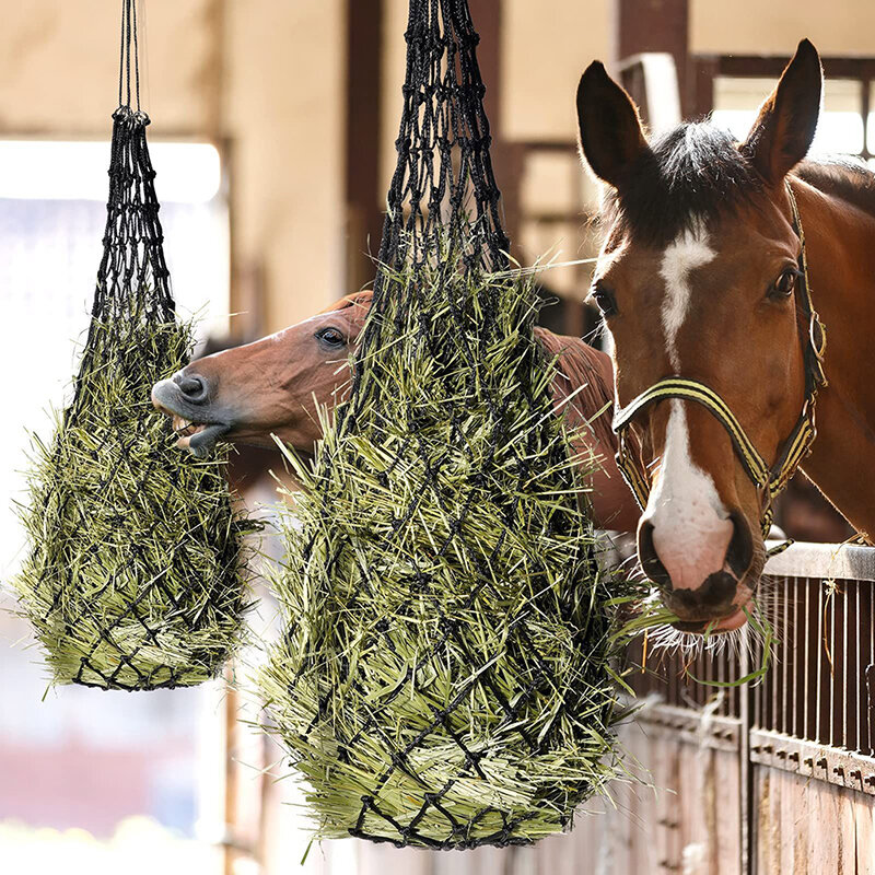 Haylage red duradera para el cuidado de los caballos, Equipo de redes de heno, alimentador de heno de alimentación lenta, bolsas de red para caballos