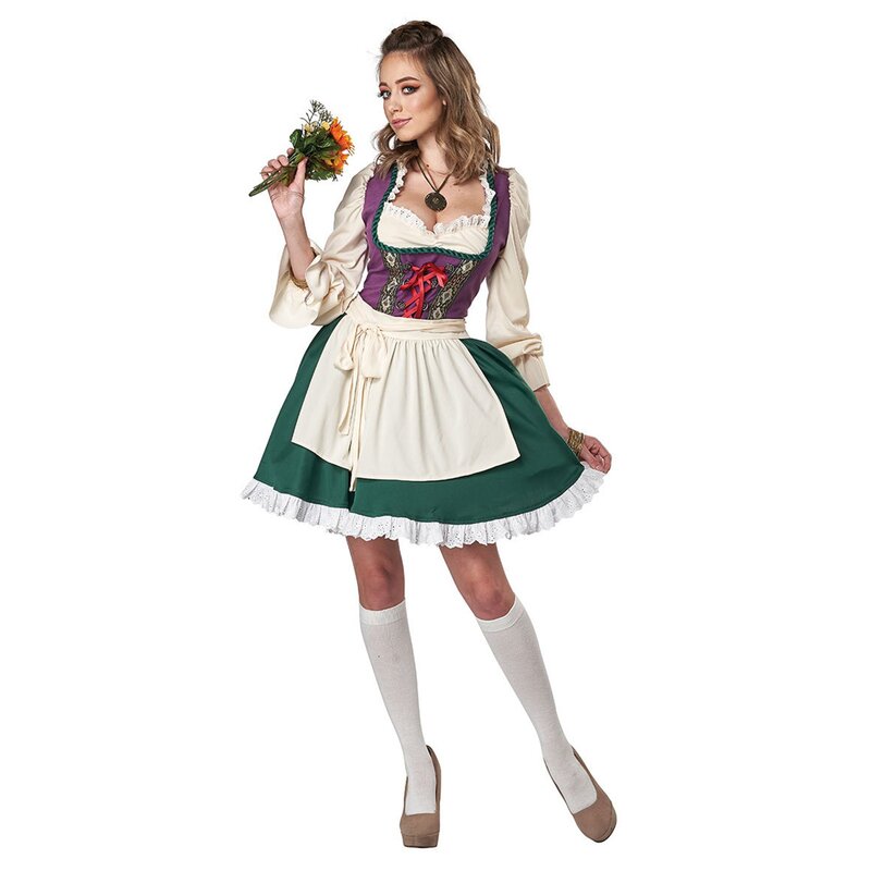 Alemanha Feminina Oktoberfest Roupa de verão, vestido manga curta Cerveja, vestido performance de palco, Vintage