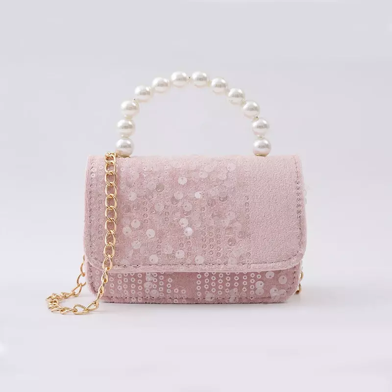 Fashion Children's Shoulder Bag Pearl Sequins Hot Selling Girl Baby Cute Zero Wallet Princess Bag Women's Handbag  mini bag