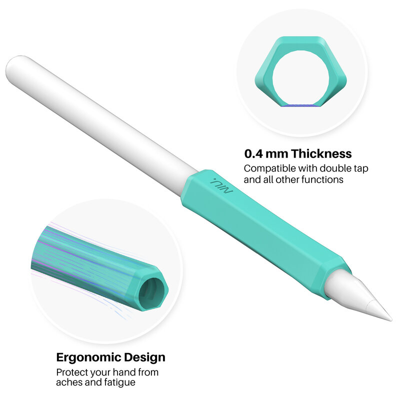 Capa protetora antiderrapante para lápis de maçã, USB-C Silicone, fácil de segurar, caneta, capa protetora, 3, 2, 1