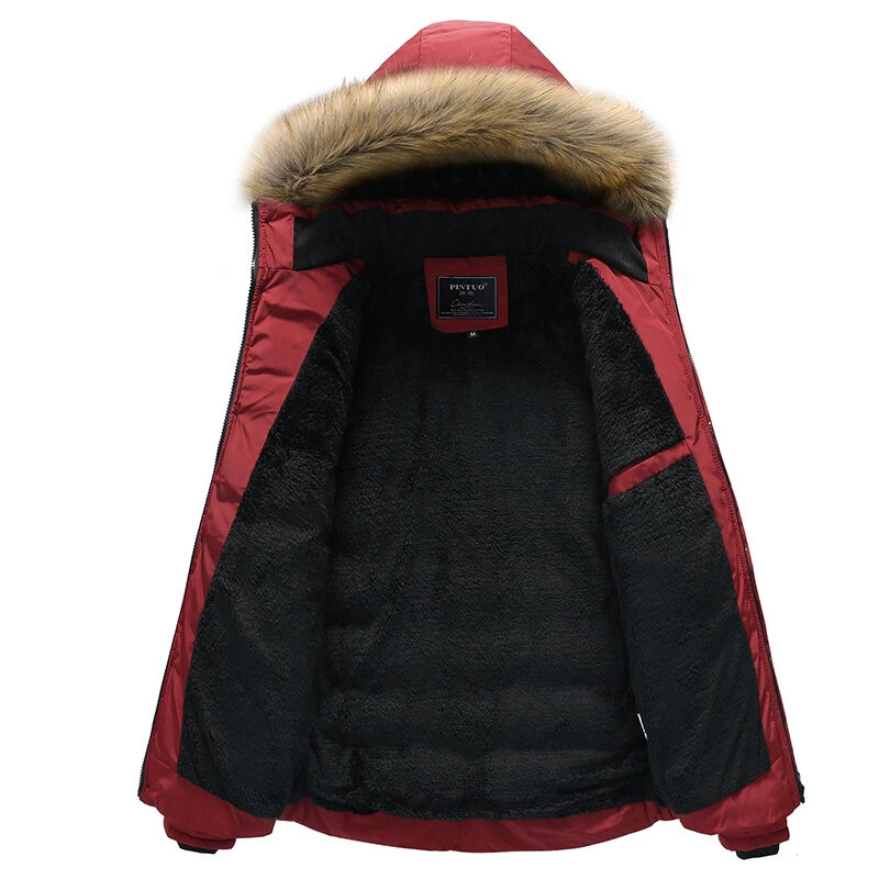 남성용 플러시 두꺼운 코튼 재킷, 모피 칼라, 탈부착 후드, 따뜻한 방풍, 캐주얼 패션, 겨울, 2024 신상