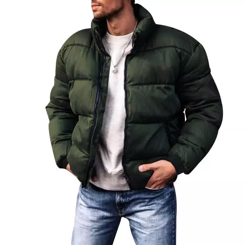 Jaqueta masculina de gola alta, roupa de algodão, casaco de inverno espesso, novo