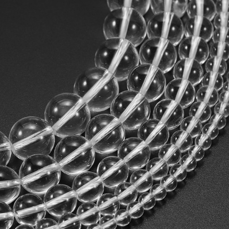 Perles en cristal clair pour la fabrication de bijoux, pierres précieuses naturelles, rondes et lisses