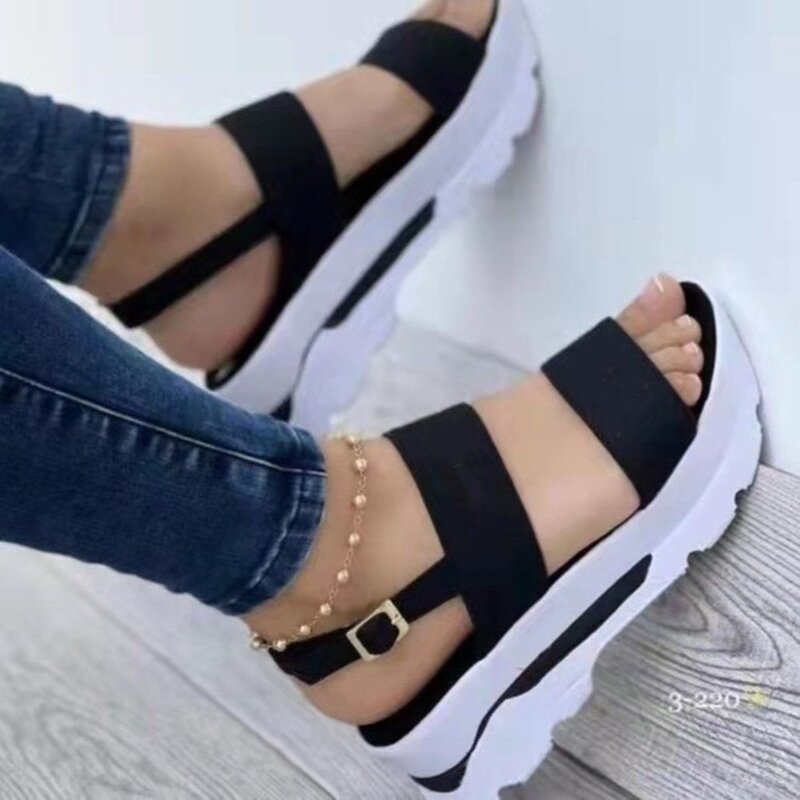 New Sports Women Sandals Chunky Wedges Rome Sandals Clip Toe Beach Sandals Female Summer Shallow Chunky Shoes for Women Sandalen