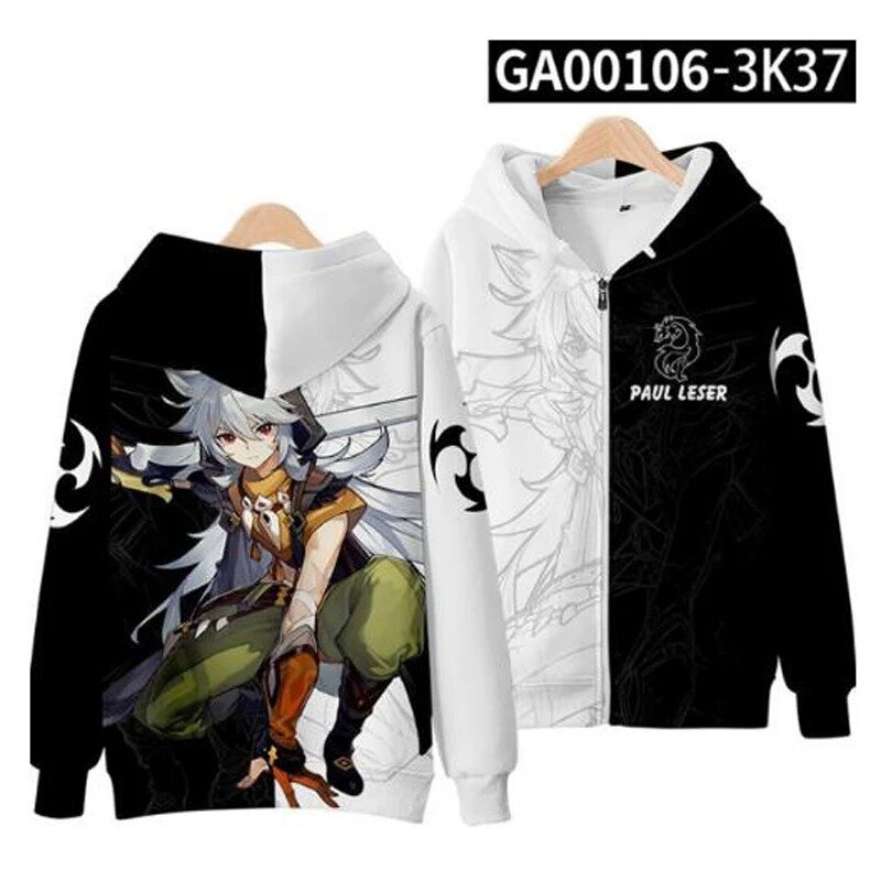 Genshin Impact Razor Cosplay disfraz Unisex, Sudadera con capucha 3D, ropa de calle Y2k, chaqueta con capucha con cremallera, ropa de abrigo