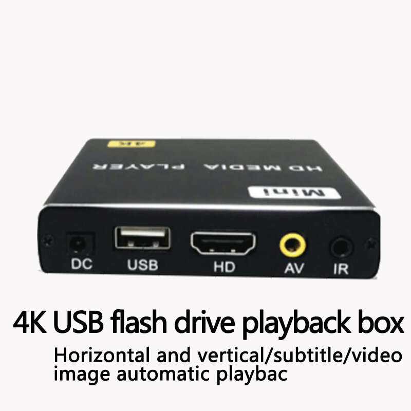 Reproductor multimedia de pantalla de empalme de publicidad 4K de alta definición con HDMI, bucle de inicio automático y retrato/paisaje PPT, reproductor USB para coche