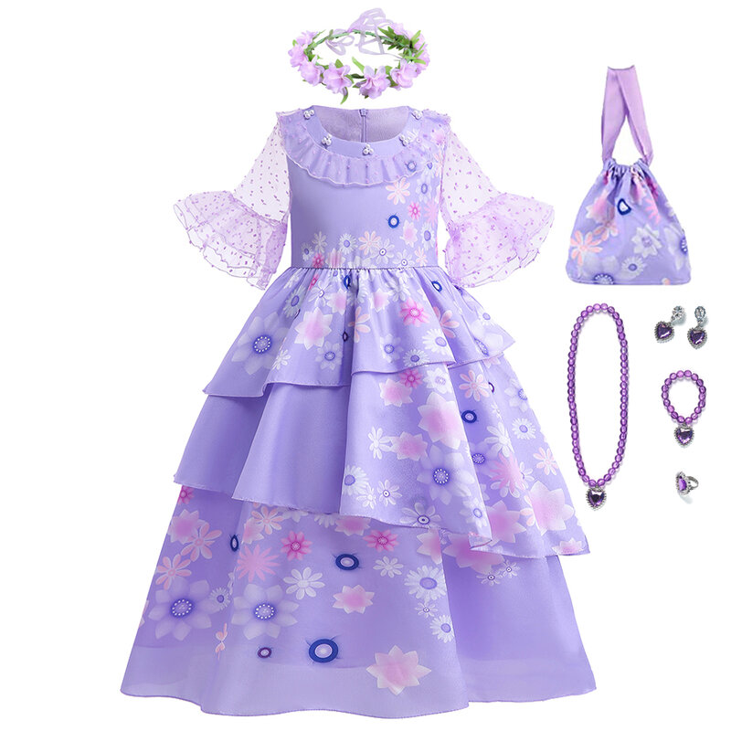 Princess Encanto cali Pepa Costume Cosplay Isabela Dress Up Kids outfit Helloween Carnival Mirabel Girls Clothes Vestidos