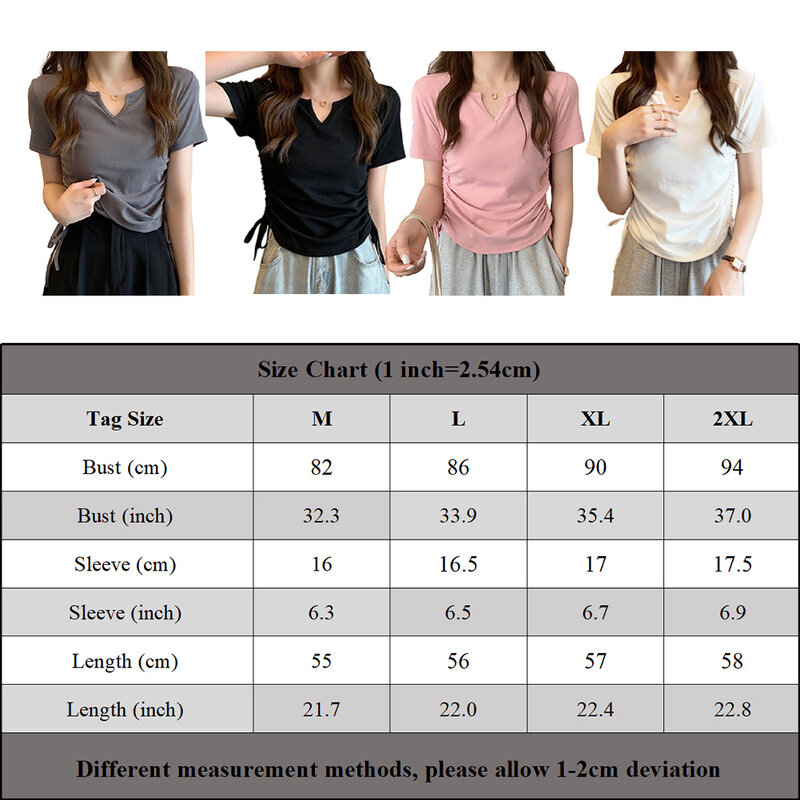 Kaus pelajar atasan warna polos Mode Korea seksi lengan pendek ramping musim panas trendi V-neck pakaian tali
