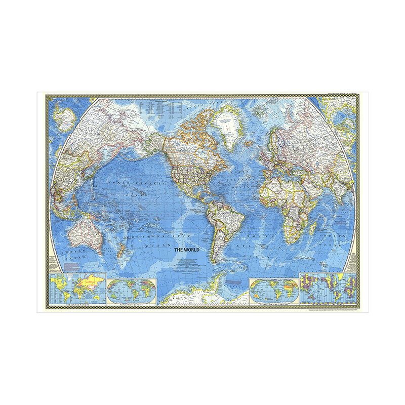 1 Buah 225*150Cm 1970 Peta Dunia Peta Dunia Stiker Dinding Dunia Bukan Tenunan Kertas Dinding untuk Perlengkapan Pendidikan Rumah Sekolah