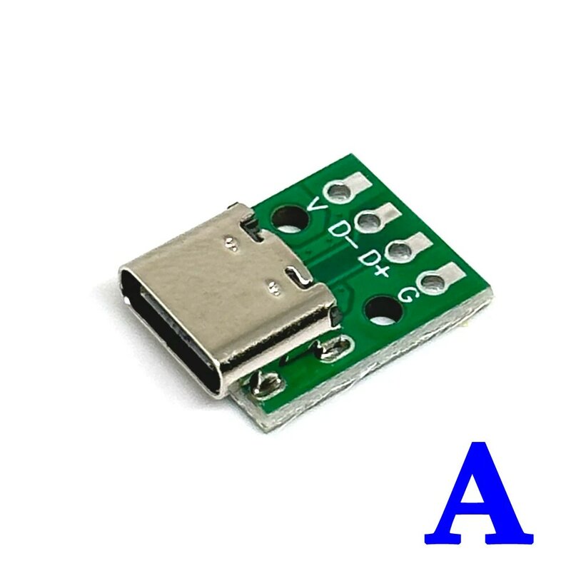 Conector PCB USB Tipo-C, Pinboard Test Board, Adaptador de Cabeçalho de Solda Feminino Dip Pin, 16 Pinos para 2,54mm DIP, 1-10Pcs por lote