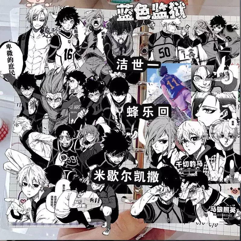 10/70Pcs Black White BLUE LOCK Anime Stickers Decoration Suitcase Scrapbooking Laptop Stationery Manga Kid Sticker