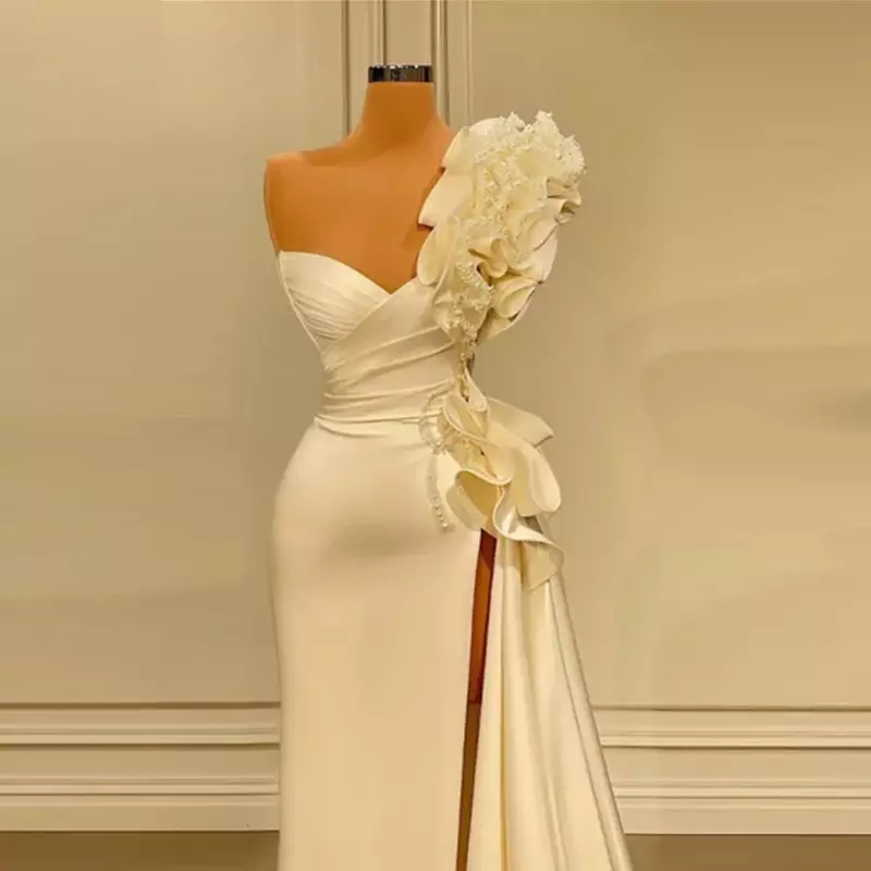 Modne wykwintne suknie ślubne syrenki kwiatowe aplikacje pionowo Vestidos de Noite wykonane na zamówienie dla kobiet suknie ślubne