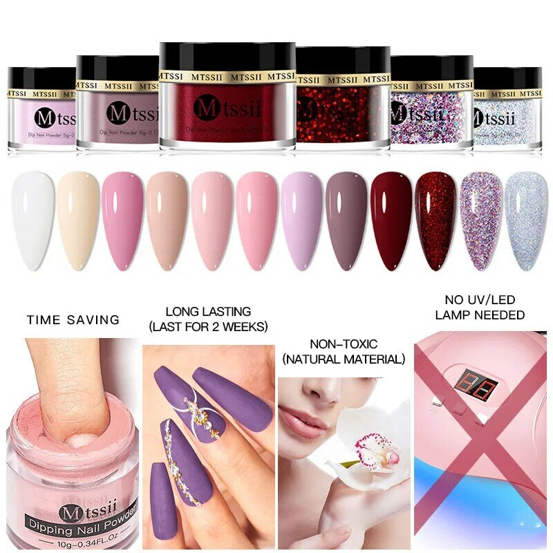 Mtssii быстрая подача пудры для ногтей телесный Розовый Блестящий Порошок для ногтей окуниваемая жидкость набор для дизайна ногтей украшение не нужно высушивать лампой