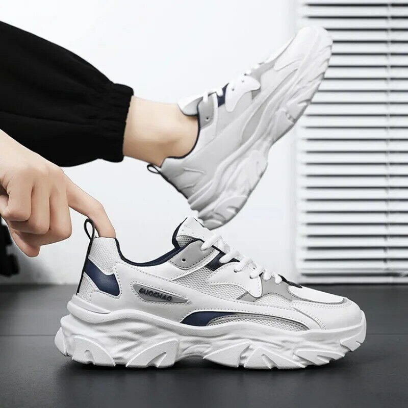 Trendy Men's Running Sneakers Summer Breathable Thick Sole Casuak Sport Shoes Tennis Shoe Lightweight Non Slip Walking Footwear