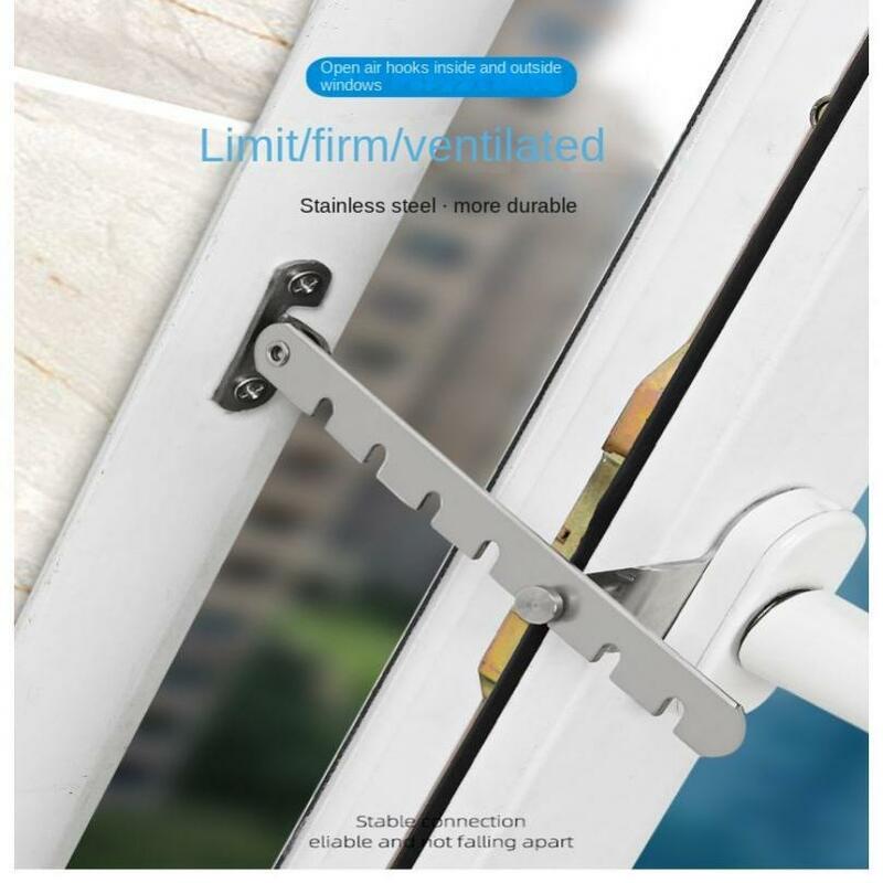 Adjustable Stainless Window Support Wind Hook Limiter Wind  Stay Window Sash Lock for Child Home Safety Protection