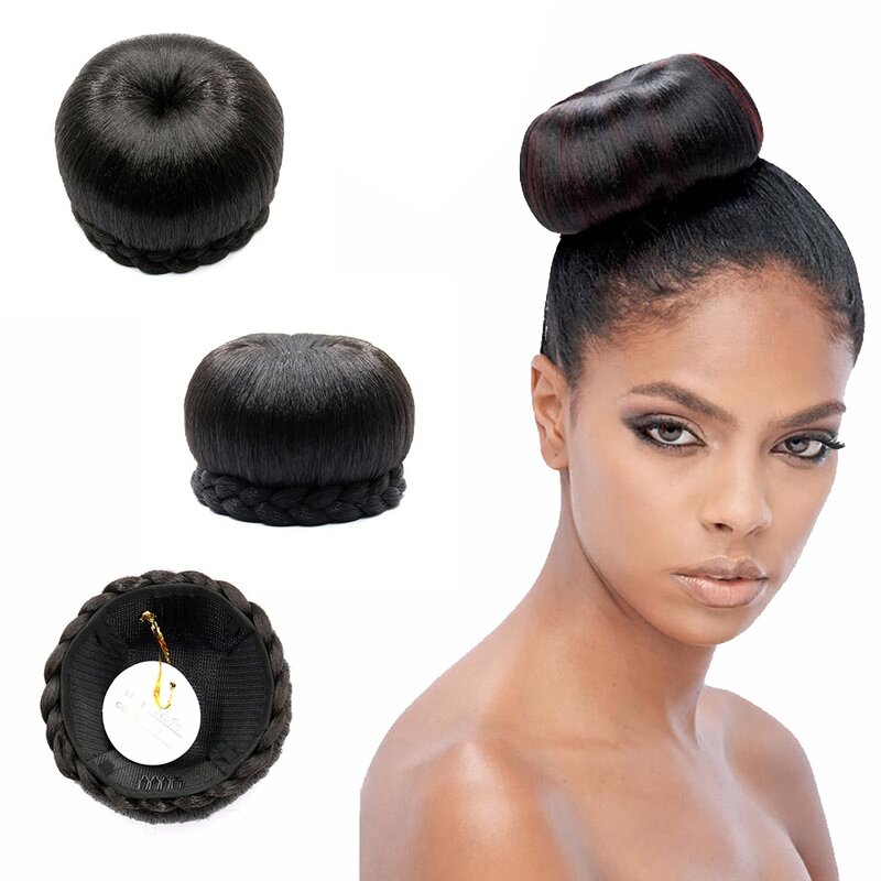 Moño de pelo de estilo Retro con forma de manzana, moño sintético de cerdas altas para mujer Afro