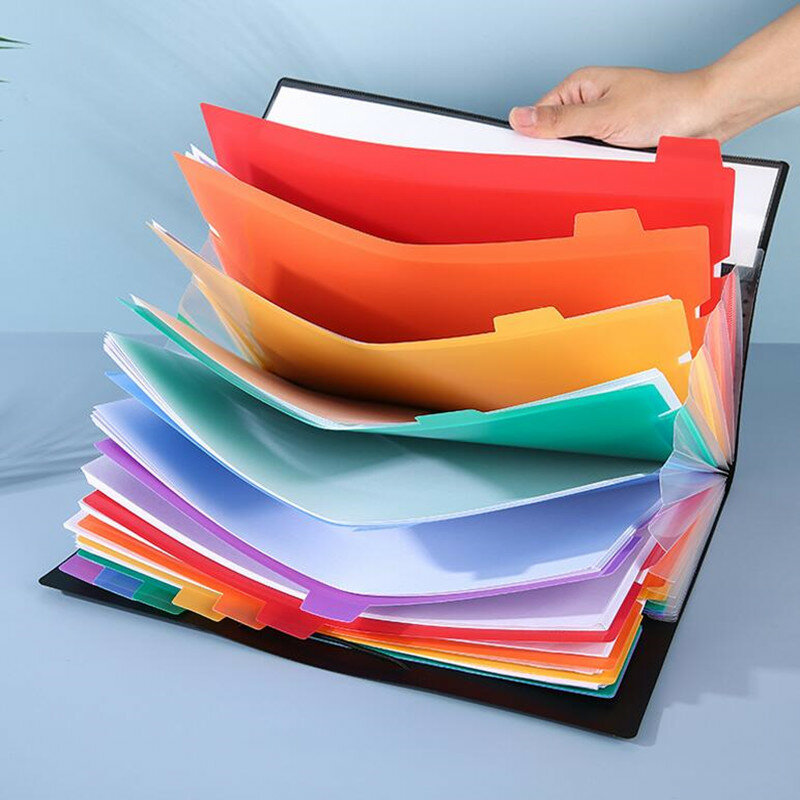 12 páginas arco-íris pasta órgão pacote escritório expandindo carteira pp pacote arquivos pastas documentos mesa artigos de papelaria arquivamento produtos