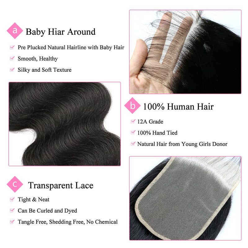 Ulrica-Body Wave Fechamento de cabelo humano para mulheres, linha fina natural, 5x5 HD Lace Closure, Upgrade, 5x5