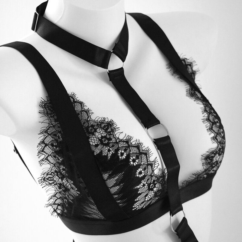Jance-Conjunto de pijama de encaje de pestañas negras, lencería erótica Sexy, camisola, diseño Original de alta gama, Premium, 4 piezas