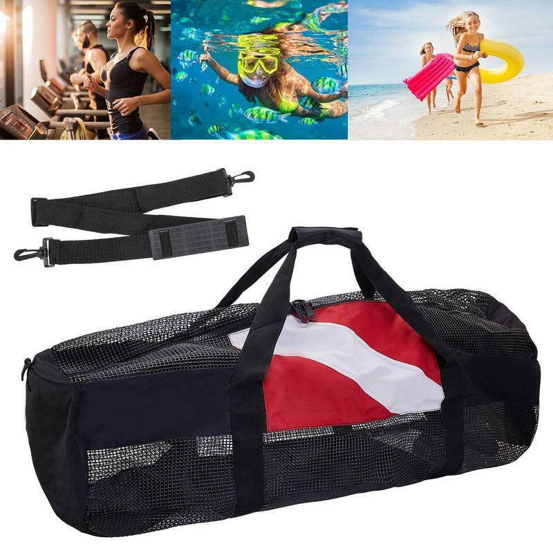 Bolsas de playa de buceo Extra grandes, bolso portátil de malla de buceo con correa de hombro ajustable, organizador de equipo de esnórquel