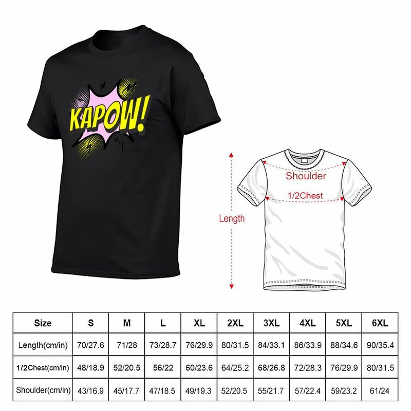 Camiseta Kapow para homens, tops vintage, roupas bonitas do anime, roupas
