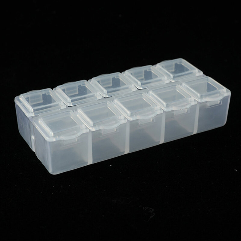 10 Grids Compartments Plastic Transparent Organizer Jewel Bead Case Tool Box Screw Holder Case Organizer Container