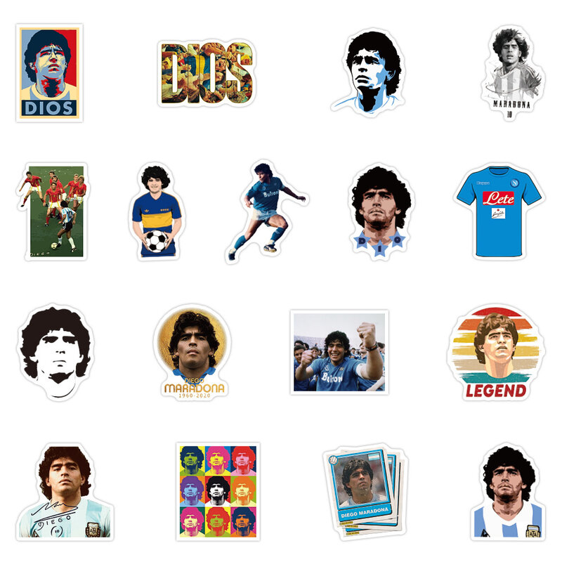 10/30/50PCS การ์ตูนฟุตบอลดาว Maradona สติกเกอร์กระเป๋าเดินทางแล็ปท็อป IPad สเก็ตบอร์ด Journal กีตาร์สติกเกอร์กันน้ำขายส่ง