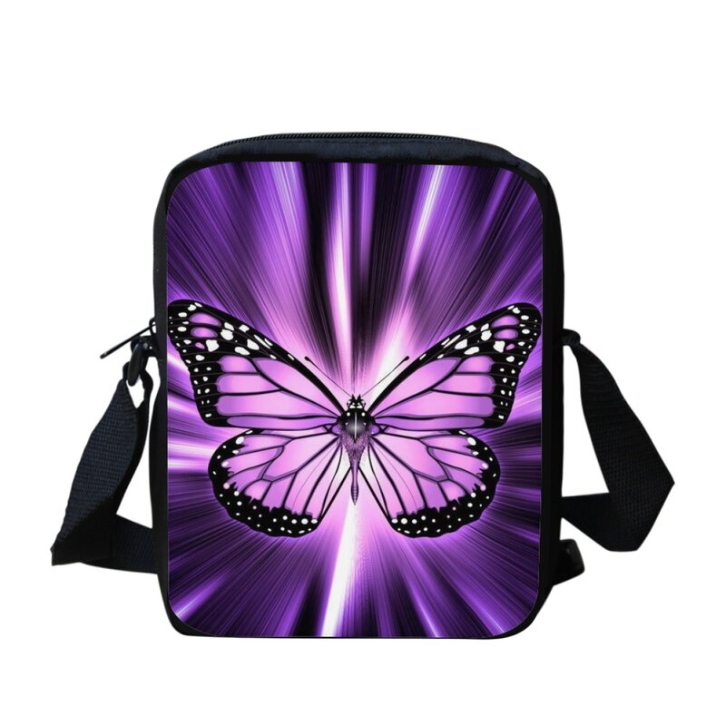 Tas bahu wanita mode baru tas kurir motif pola kupu-kupu seni populer untuk anak perempuan tas selempang Travel kasual harian