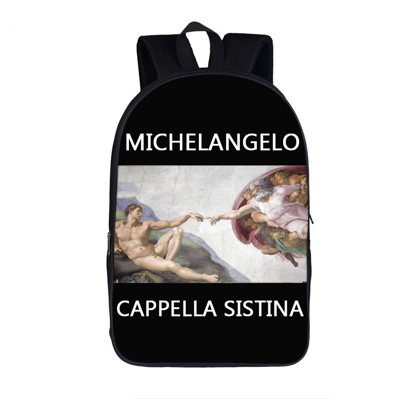 Mochila escolar para meninos e meninas adolescentes, mulheres e crianças, mochila casual, Van Gogh, Michelangelo, arte Da Vinci