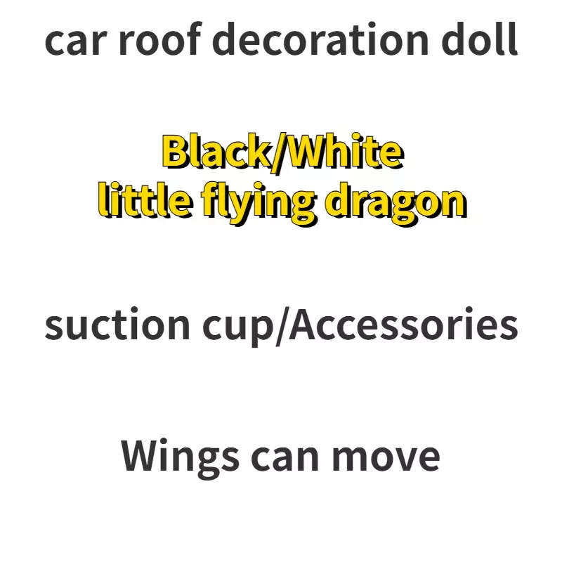 Black Little Flying Dragon and White Flying Dragon Car Roof Accessories Decoration Interior Pendant Doll 35cm and 27cm, 20cm