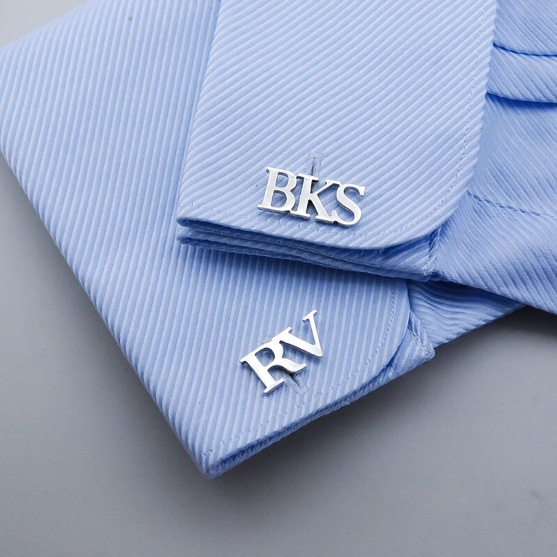 Gemelli personalizzati per uomo Luxury Logo personalizzato lettera abito in acciaio inossidabile camicia bottone matrimonio Groomsmen regali per la festa del papà