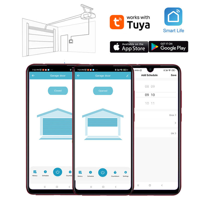 Tuya WiFi Switch Garage Door Controller Smart Door Opener Work with Alexa Google Home Smart Life Tuya APP Control No Hub Require