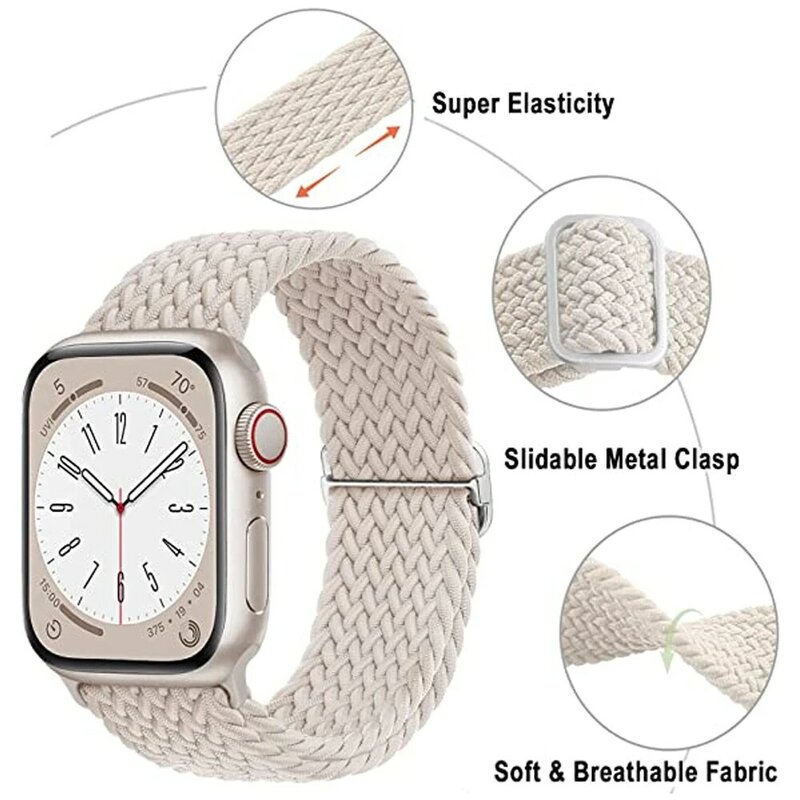 Bracelet tressé Solo Loop pour Apple Watch Band, iWatch Series 8, 9, 3, se, 5, 6, 7, Ultra 2 Strap, 44mm, 40mm, 45mm, 49mm, 41mm, 45mm