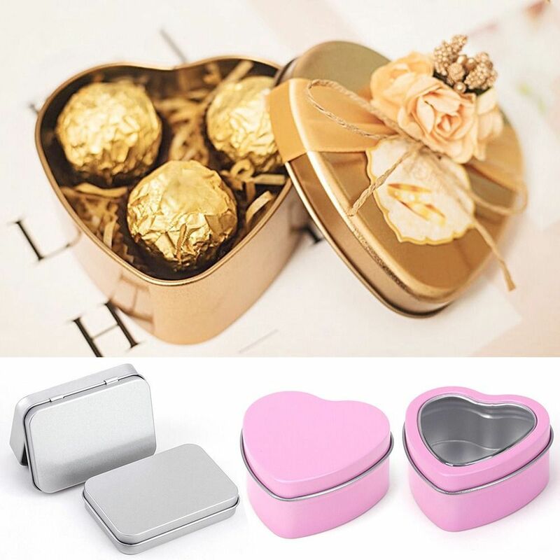 1Pc Heart Shape Aluminum Tin Jar for Cream Balm Nail Candle Cosmetic Container Refillable Tea Cans Metal Box Candy Packaging Box