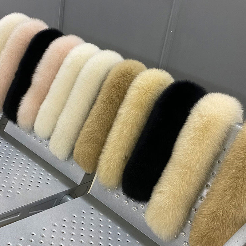 Fox Fur Collar For Women Coat Jackets Winter Furry Fur Scarves Neck Warmer Fur Shawls Female Real Natural Luxury Fur Scarf 