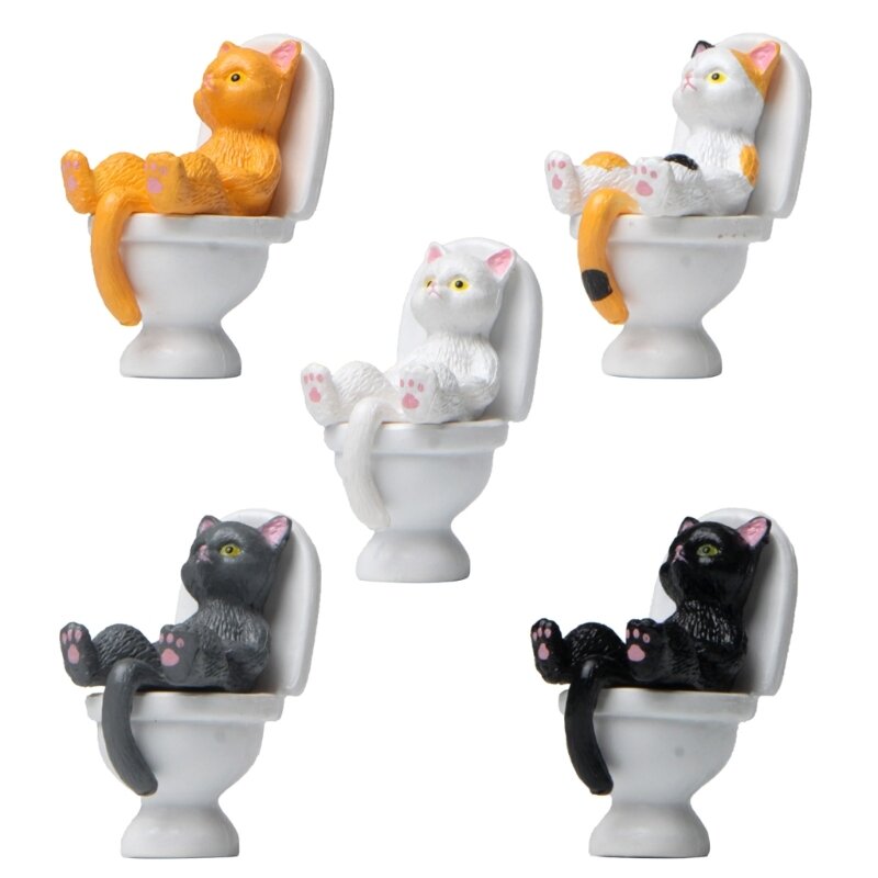 猫のトイレ像樹脂彫刻恋人のための面白い置物庭の装飾
