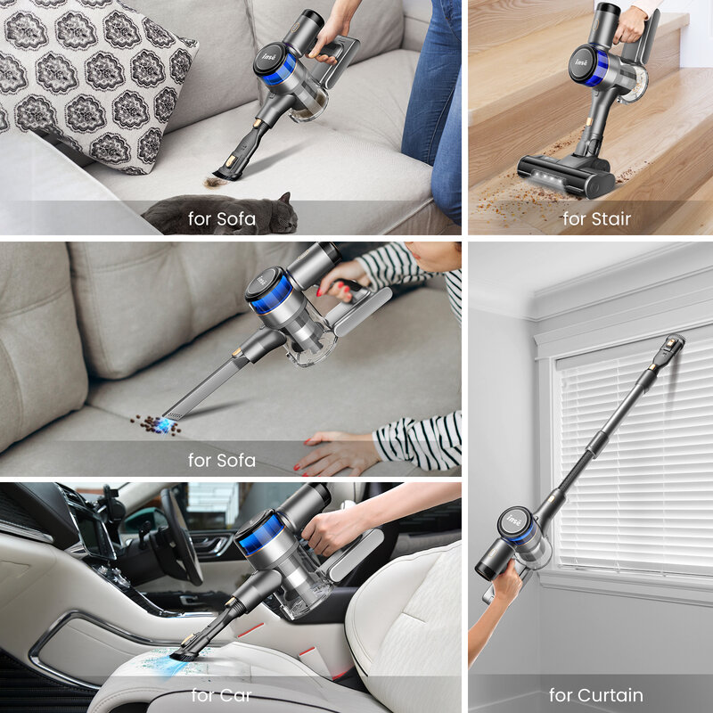 INSE S9 30KPa 400W Stick Cordless Vacuum Cleaner, up to 55mins Runtime, 9-in-1 Stick Vac for Hardwood Floor Pet Hair Home Car