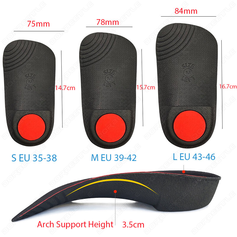 Vflon Orthotic Shoe Accessorie Insert Insoles Hard Arch Support 3.5Cm Half Shoe Insoles For Shoes Sole Fixed Heel Orthopedic Pad