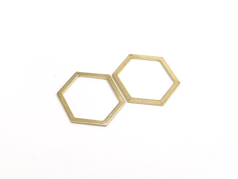 Pendientes colgantes hexagonales de latón, 10 piezas, 39x29,6mm, R775