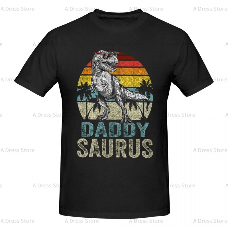 T-Shirt girocollo da uomo Papasaurus Daddysaurus, stile ins, maglietta con stampa oversize, maglietta a maniche corte per tutto l'anno regalo rotondo