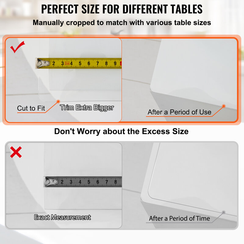 VEVOR Multi-Size Clear Table Cover Protector, 1.5/2mm Thick Clear Desk Protector Table Pads, Plastic Tablecloth Table Protector