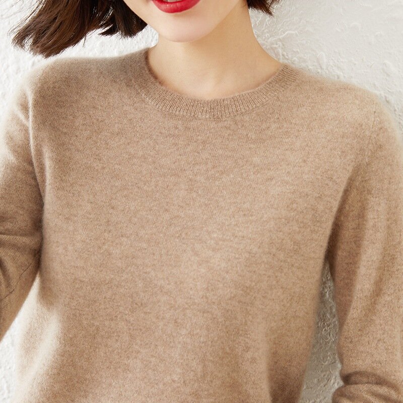 Женский трикотажный пуловер, однотонный кашемировый шерстяной свитер в европейском стиле, большие размеры, весна-осень-зима