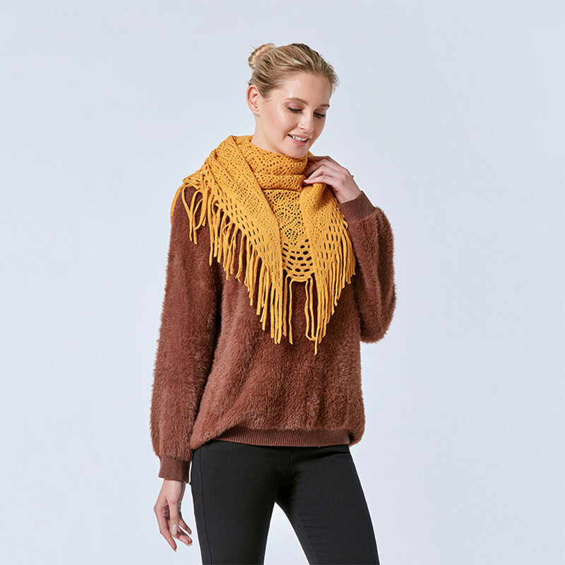 Женский шарф с кисточками, осенне-зимняя теплая шаль, декоративная теплая накидка для холодной погоды, повседневная одежда «сделай сам», накидки для одежды