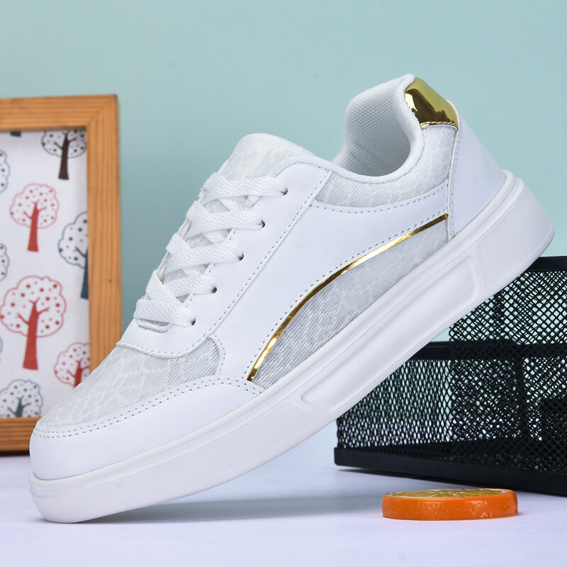 Sapato de skate branco respirável feminino, tênis esportivo casual, antiderrapante, leve, ao ar livre