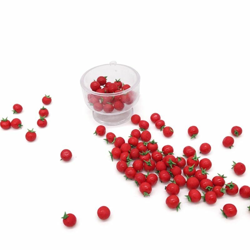 10 Buah Miniatur Rumah Boneka Skala 1:12 Resin Buatan Palsu Buah Tomat Dapur