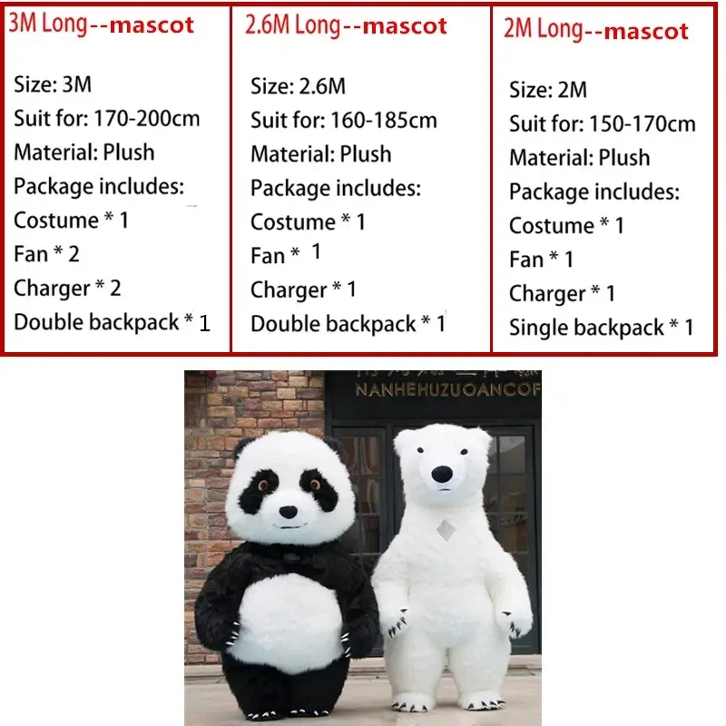 성인용 팽창식 곰 마스코트, 코스튬 곰, 애니메이션 코스프레 맞춤 키트, 마스코트 카니발 의상, 동물 마스코트