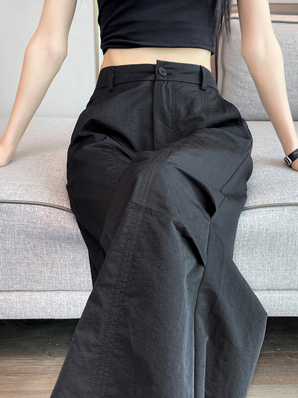 Pantalones de chándal de cintura alta para mujer, calzas de chándal de dos maneras de usar, informales, simples, a la moda, sueltos, XS-2XL, Y2K
