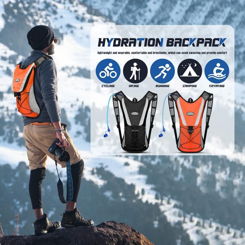 New Hydration Backpack with 2L Water Bladder Lightweight Hiking Backpack Men and Women Sports Cycling Climbing Pouch Bladder Bag