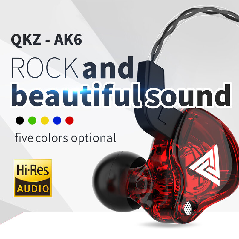 QKZ AK6หูฟังมีสายวงดนตรีไมโครโฟนหูฟัง HiFi Sport อินเอียร์เพลง Bass หูฟังสเตอริโอ3.5มม.